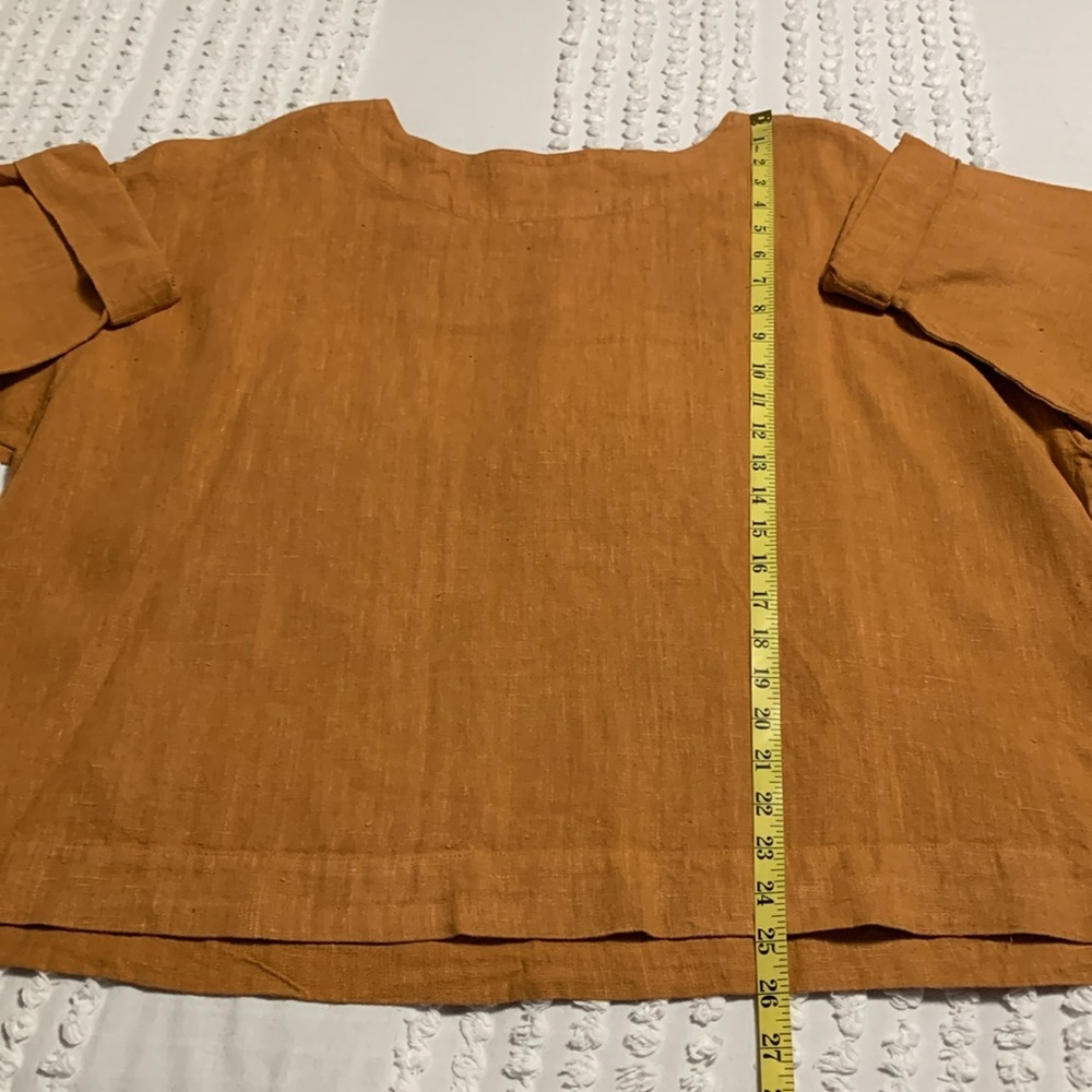 bryn Walker Women’s Pullover Boxy Oversized Flax Linen Terracotta Top Medium - Picture 14 of 15